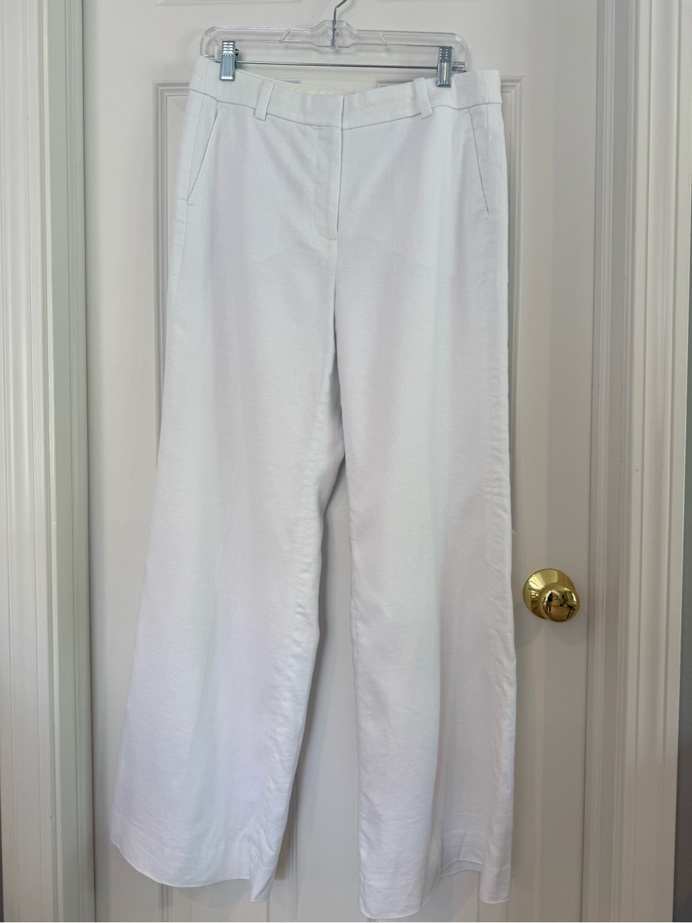 J. Crew Wide-Leg Flat Front Linen Blend Trousers Size 10 White